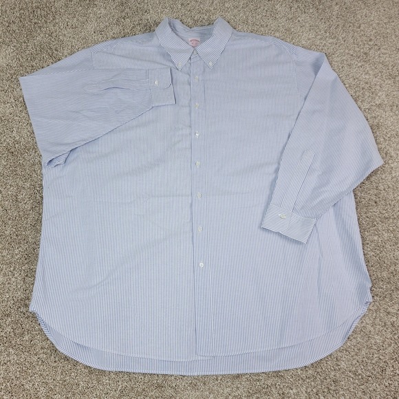 Brooks Brothers Madison Mens 20-36 Blue White Striped Button Down Long Sleeve - Picture 2 of 5